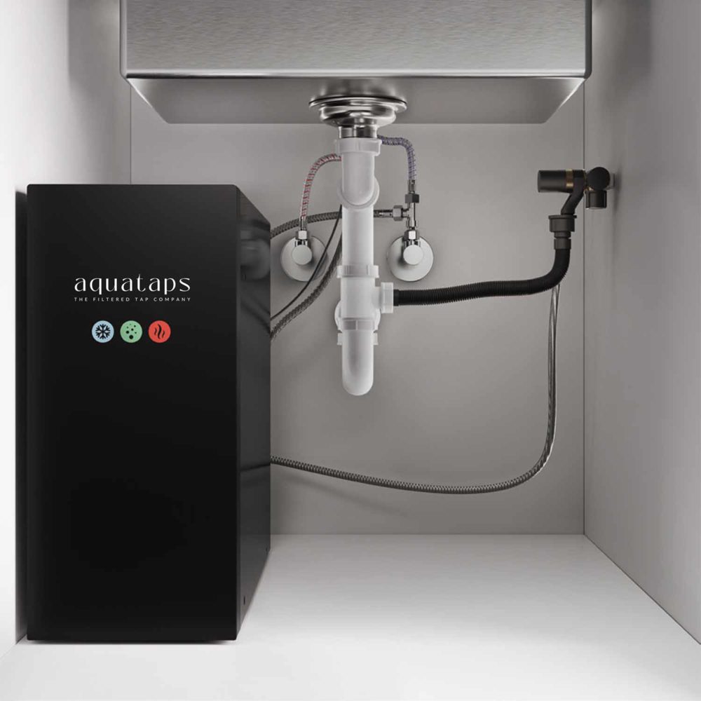 6 In 1 Instant Boiling Chilled Sparkling Filtered Water Tap Aquatap Ultimo C Shape Matt Black Under Sink